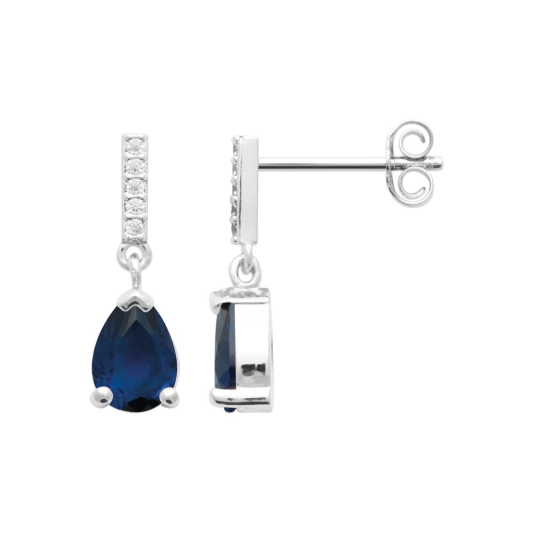 BOUCLES D'OREILLES ARGENT PIERRE BLEUE