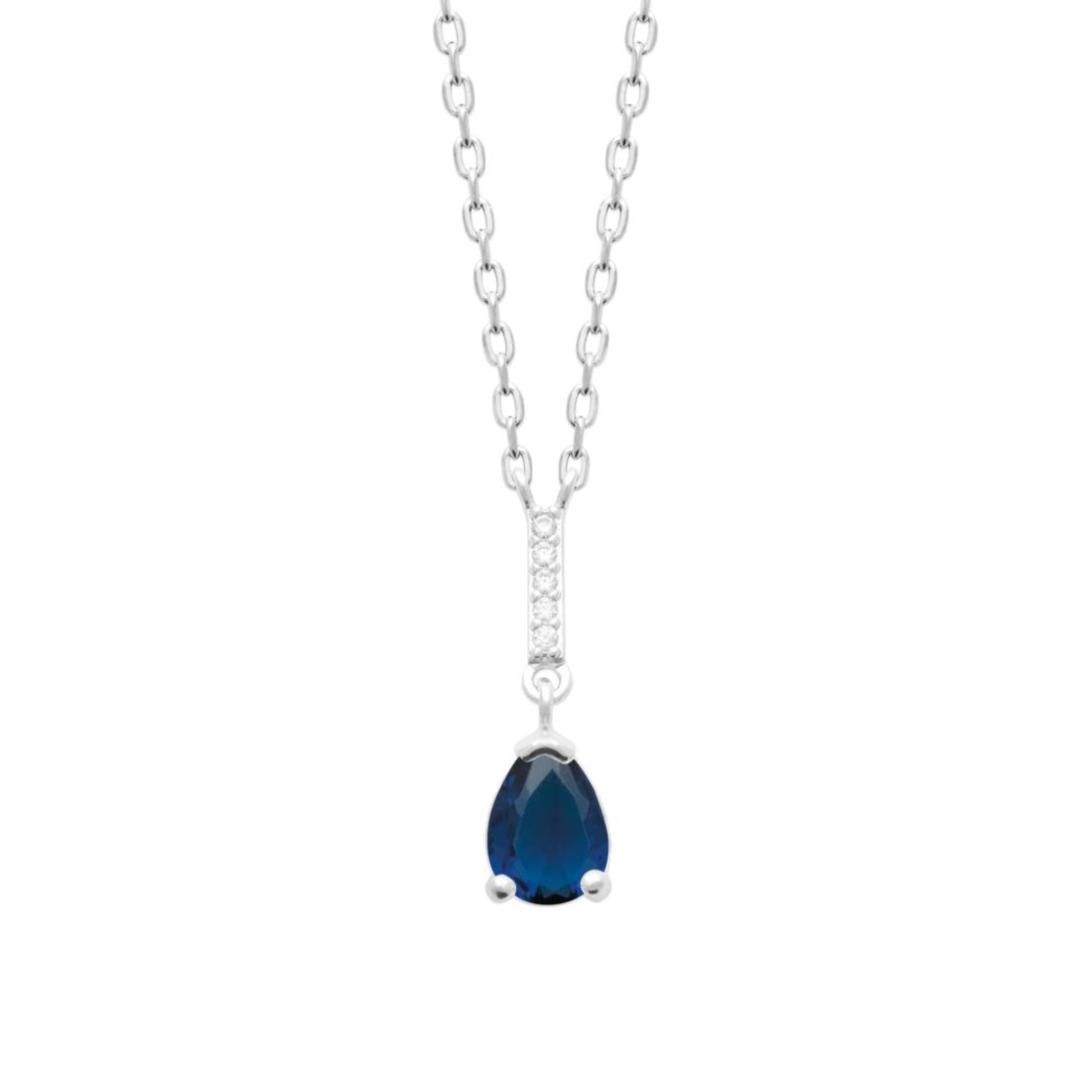 COLLIER ARGENT PIERRE BLEUE